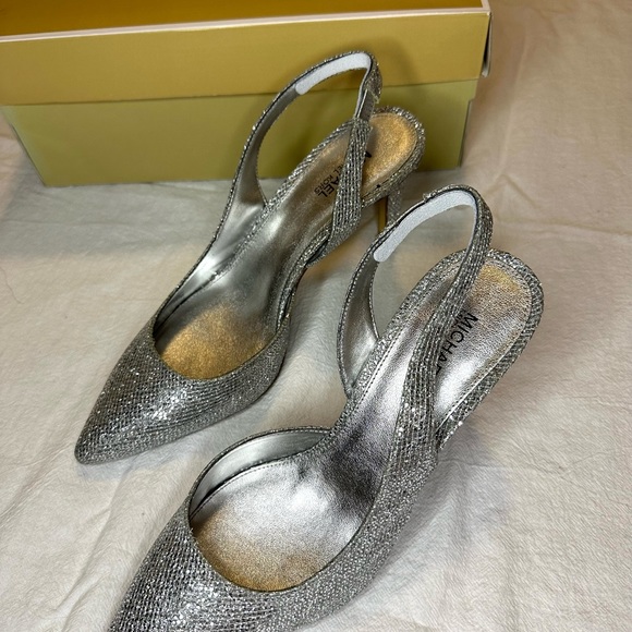 Michael Kors Silver Glitter Slingback Heel - Picture 4 of 6